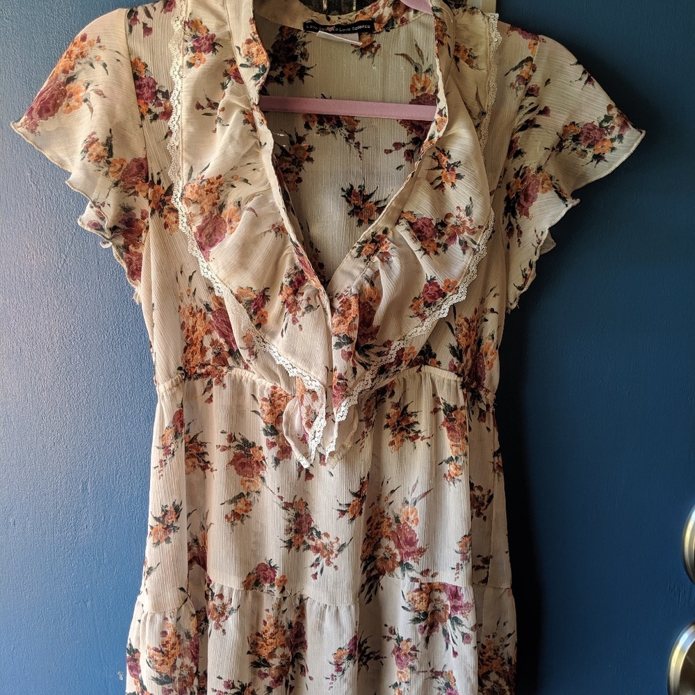 Love Squared V-neck Autmn Floral Print Blouse